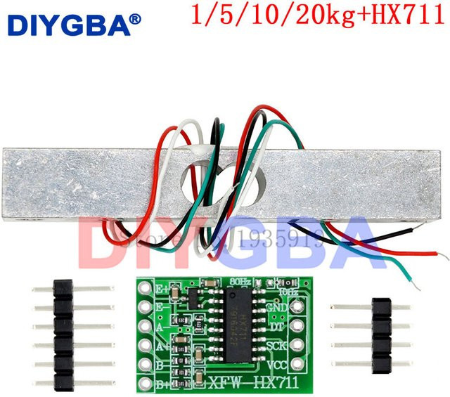 DNIGEF Digitale Wägezelle mit HX711 AD-Modul und Drucksensor aus Aluminiumlegierung in Silber, Kapazität wählbar zwischen 1kg, 5kg, 10kg oder 20kg - Bild 1