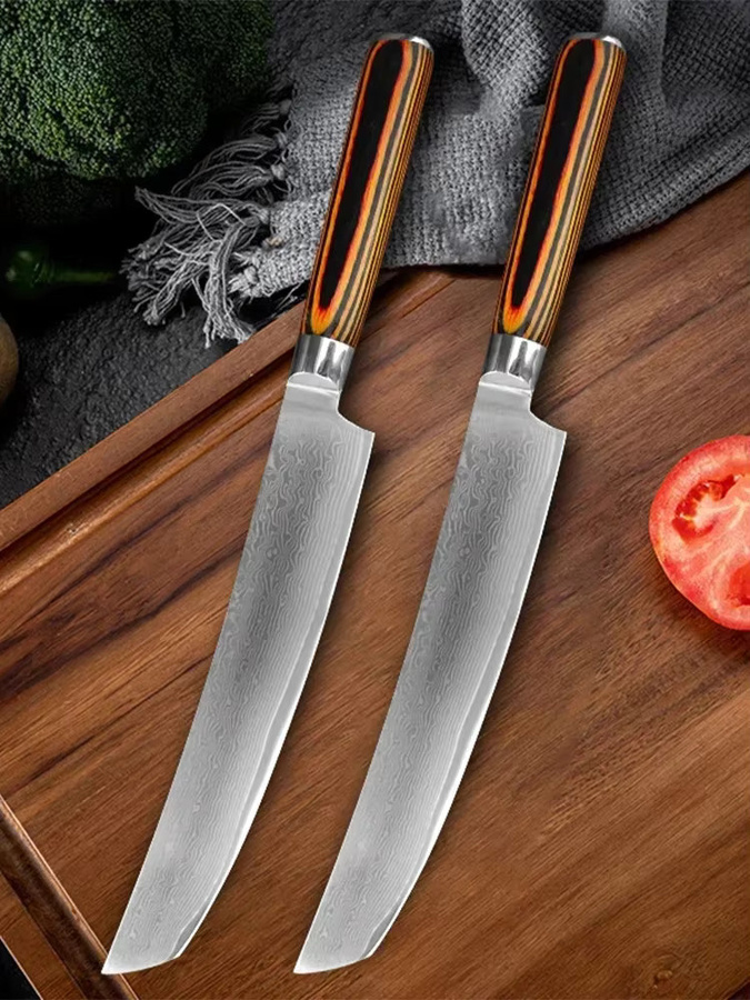 InLeung Damaststahl Küchenchef Messer mit Holzgriff zum Schneiden und Ausbeinen von Fleisch und Gemüse - Bild 5