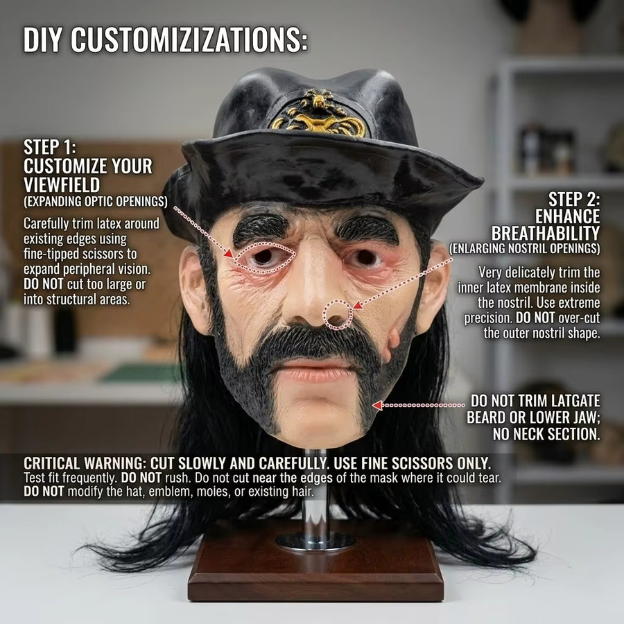 Motorhead Lemmy Maske, realistische Latexfigur, Einzelfigur - Bild 4