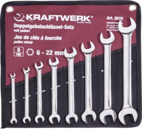 Kraftwerk Doppelgabelschlüssel Satz aus Chrom-Vanadium in Silber, 8-teilig, 6 - 22 mm - Bild 1
