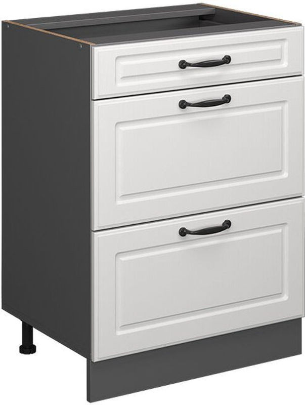 Vicco Küchenunterschrank R-Line in Weiß Landhaus mit 3 Schubladen aus Holzwerkstoff, Breite: 60 cm, Höhe: 81,6 cm, Tiefe: 46 cm - Bild 1