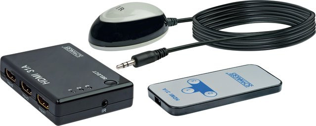 SCHWAIGER HDMI-Umschalter 3 IN 1 OUT mit IR-Empfänger, Schwarz, HDM31A531 - Bild 1