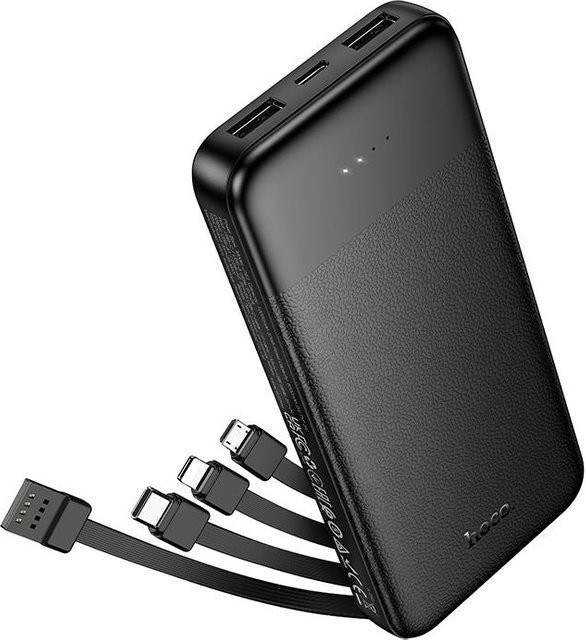 HOCO J163 Externe Batterie mit 10000mAh und 10W in Schwarz mit Lightning, microUSB, USB-A und USB-C Anschlüssen - Bild 1
