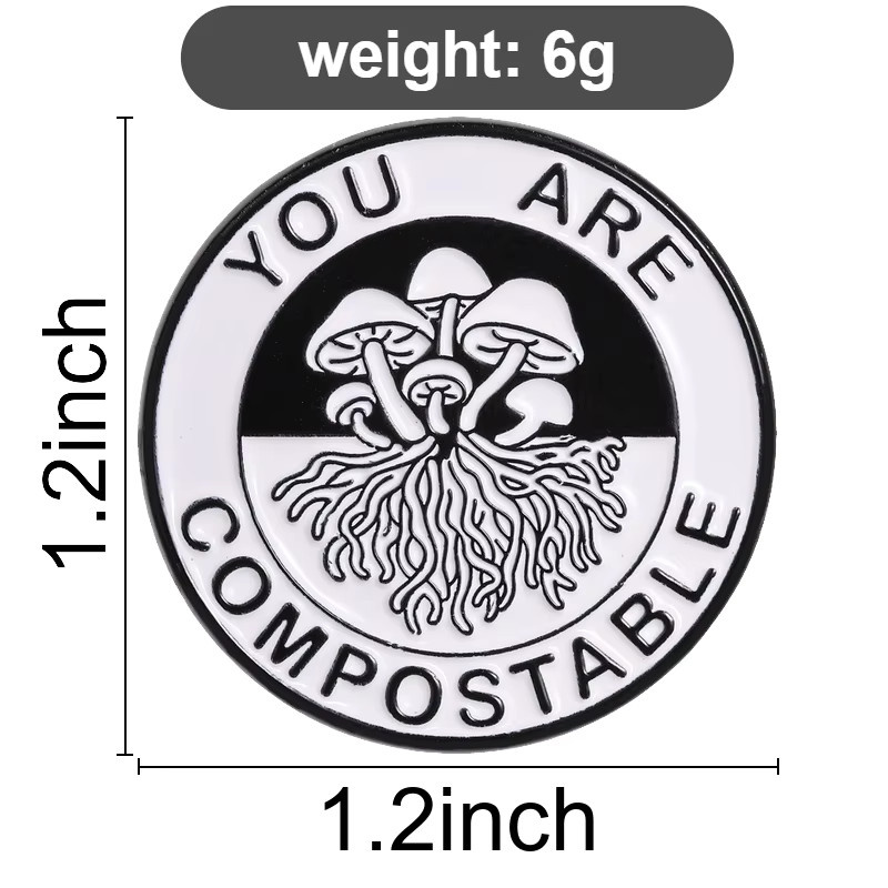QIHE JEWELRY Emaille-Anstecknadel, Pilz-Slogan, Legierungsbrosche - Bild 3
