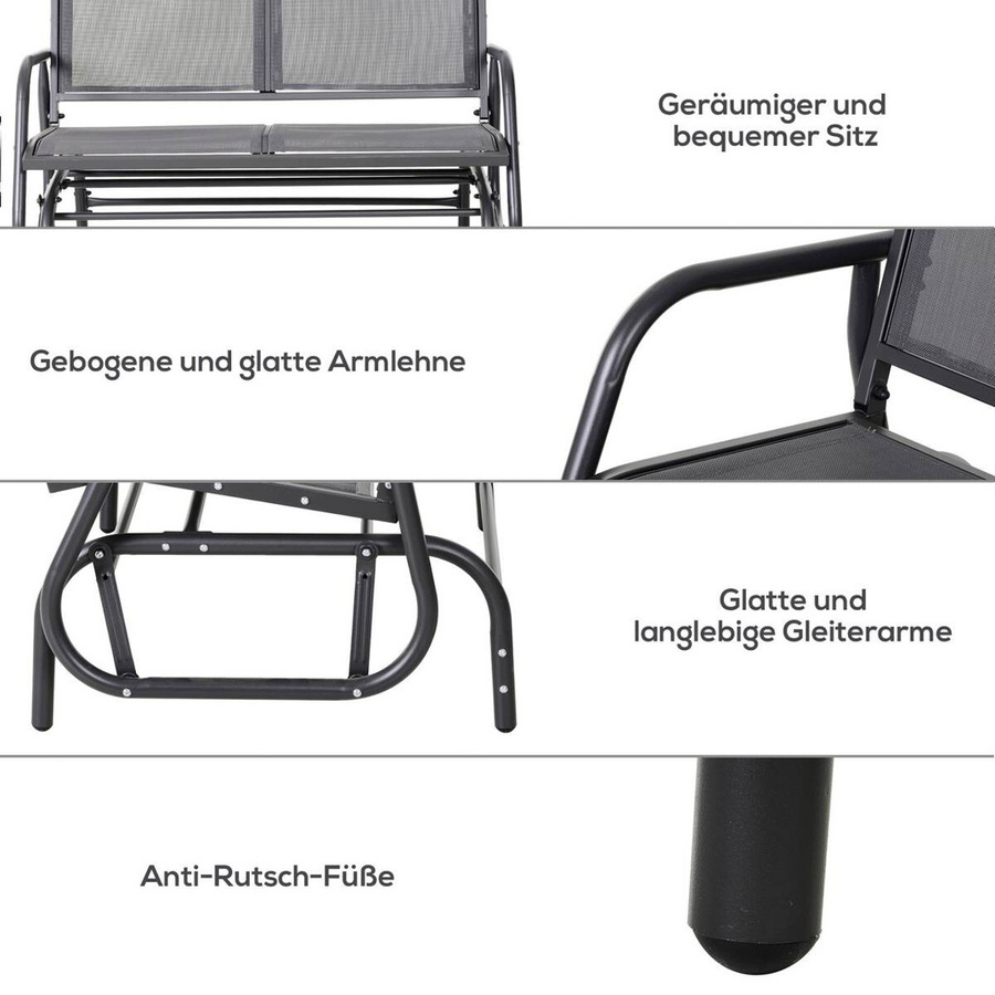 Outsunny Schaukelbank aus Metall mit Textilene-Gewebe in Grau, B/H/L: 120 x 70 x 85 cm - Bild 4