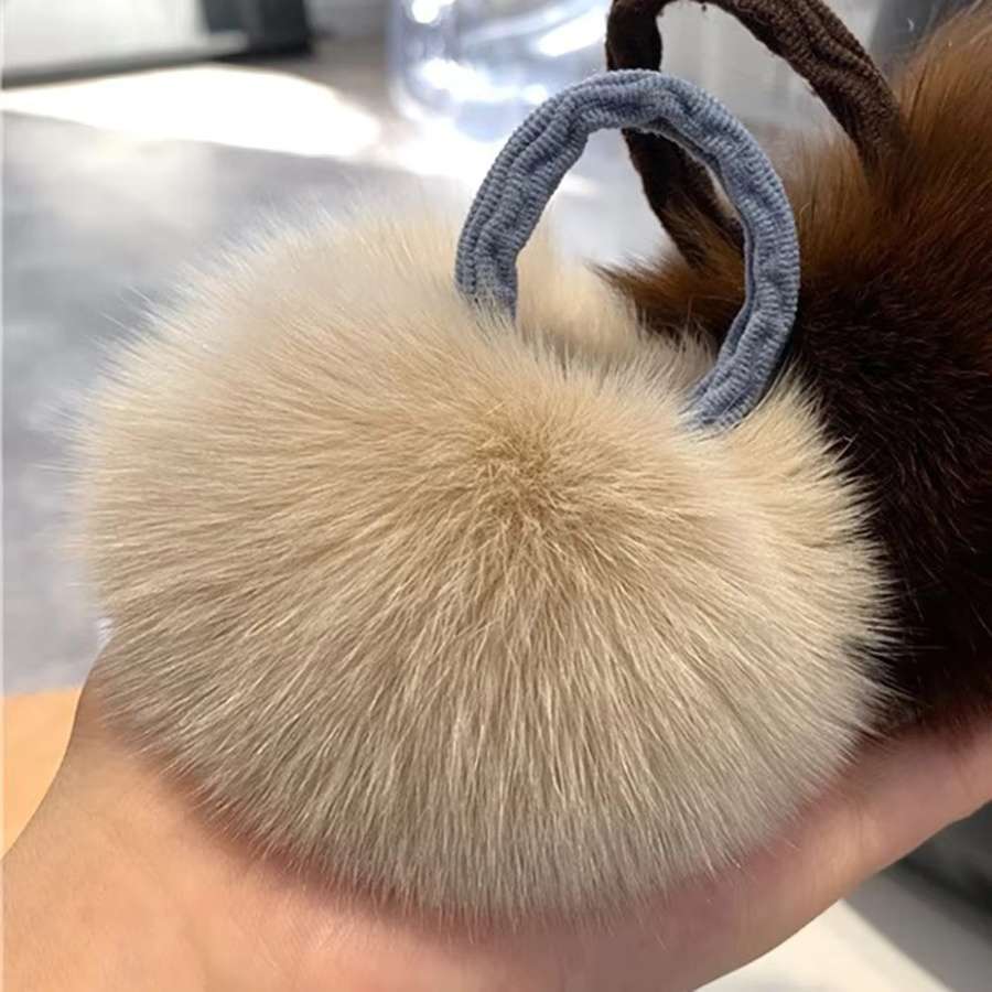 Haargummi mit Plüsch Pompon, Echt Fuchs Pelz, Damen - Bild 2