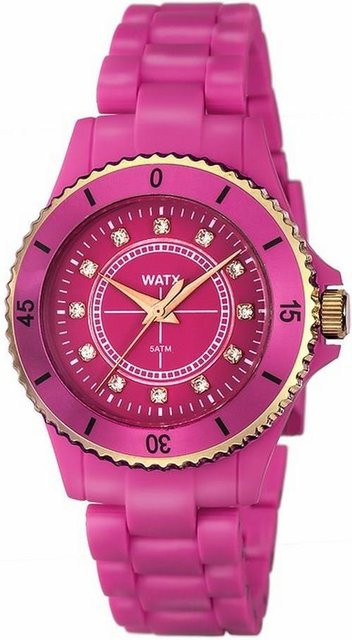 WATXANDCO Armbanduhr, Quarz, Kunststoff, rosa, 35 mm, Damen - Bild 1