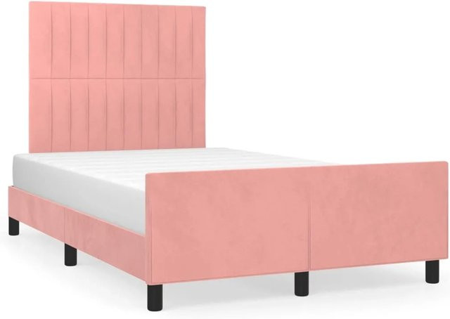 vidaXL Bettgestell mit Kopfteil in Rosa, Samt, B/T/H: 120 x 200 x 126 cm - Bild 1