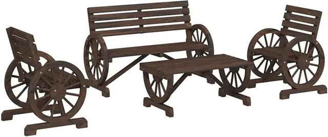 vidaXL 4-teiliges Garten-Lounge-Set aus Massivholz Tanne in Braun im Adirondack-Stil - Bild 1