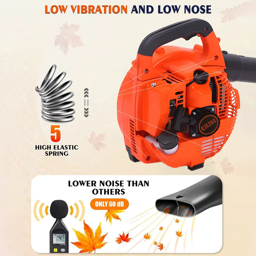 Podofo 26CC 2-Takt Benzin-Laubbläser in Orange mit 0,65 l Öltank für die Garten- und Hofreinigung - Bild 4