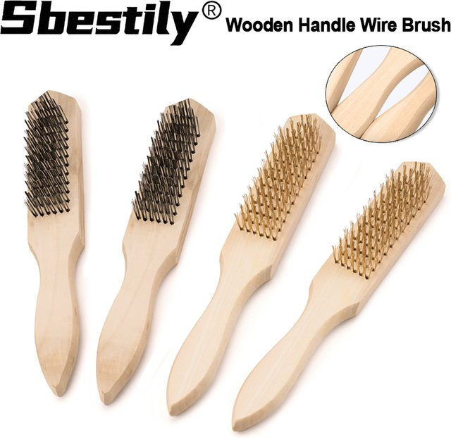 SI FANG Drahtbürste mit Messingdrähten und ergonomischem Holzgriff zur Rostentfernung und Oberflächenreinigung, Mehrfarbig - Bild 1