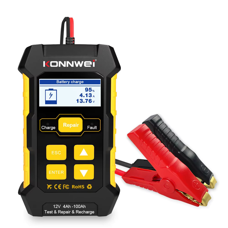 KONNWEI KW510 3-in-1 Autobatterietester und Ladegerät mit Puls-Reparaturfunktion für AGM, Gel und Blei-Säure Batterien, Schwarz - Bild 7