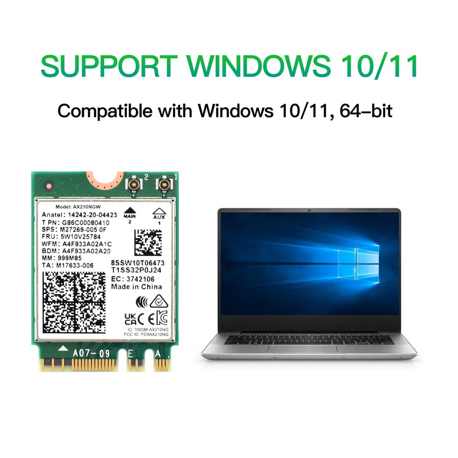 Fenvi WiFi 6E AX210 Tri-Band Netzwerkadapter mit Bluetooth 5.3 und externen Antennen für Windows 10/11 - Bild 3