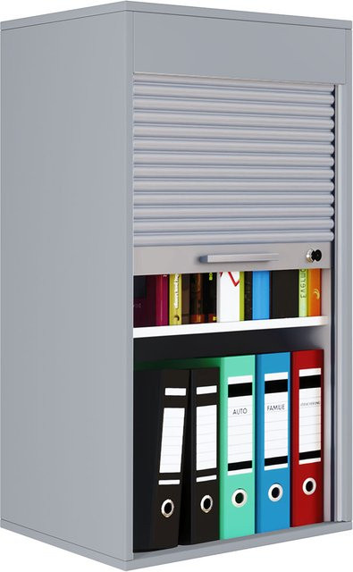 VCM Aktenschrank Aktos L mit Rollladen in Grau, abschließbar, H x B x T: 93 x 50 x 40 cm - Bild 1