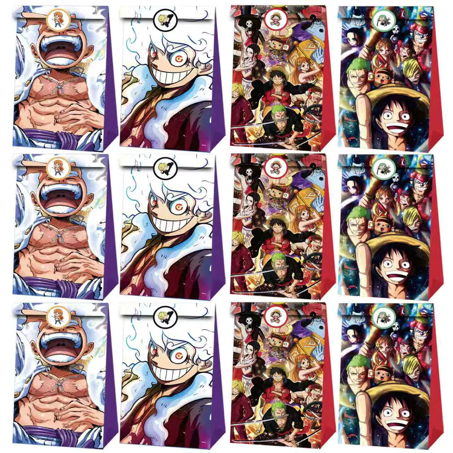 Bandai One Piece Themen-Geschenktüten mit Cartoon-Charakter-Stichmuster aus Papier in Braun und Mehrfarbig für Geburtstagspartys - Bild 5