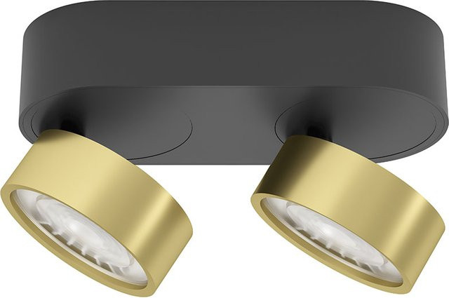 LUX-IT Swing 95 Round LED-Deckenstrahler 2-flammig, Schwarz und Gold, dimmbar mit dim2warm Technologie (1800K - 3000K) - Bild 1