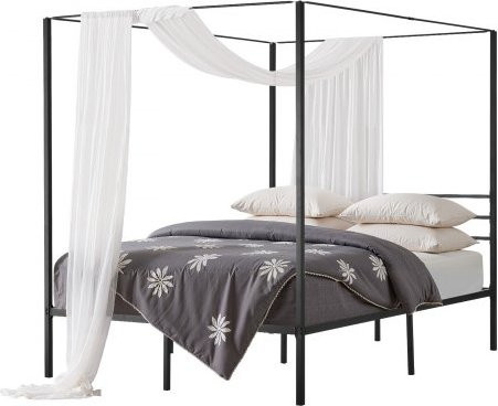 VEVOR Queen Size Himmelbettrahmen aus Metall in Schwarz mit Stahllattenstütze und Stauraum unter dem Bett - Bild 1