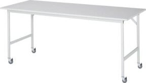 Rau Fahrbarer Arbeitstisch Jerry mit 4 Rollen, Farbe: Grau/Weiß, B/T/H: 200 x 80 x 90 cm - Bild 1
