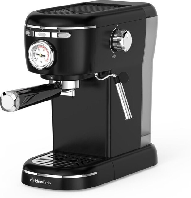 Melchioni 3in1 Siebträgermaschine in Schwarz mit 15 Bar und 1100W für Kaffeepulver, ESE-Pads und Kapseln - Bild 1