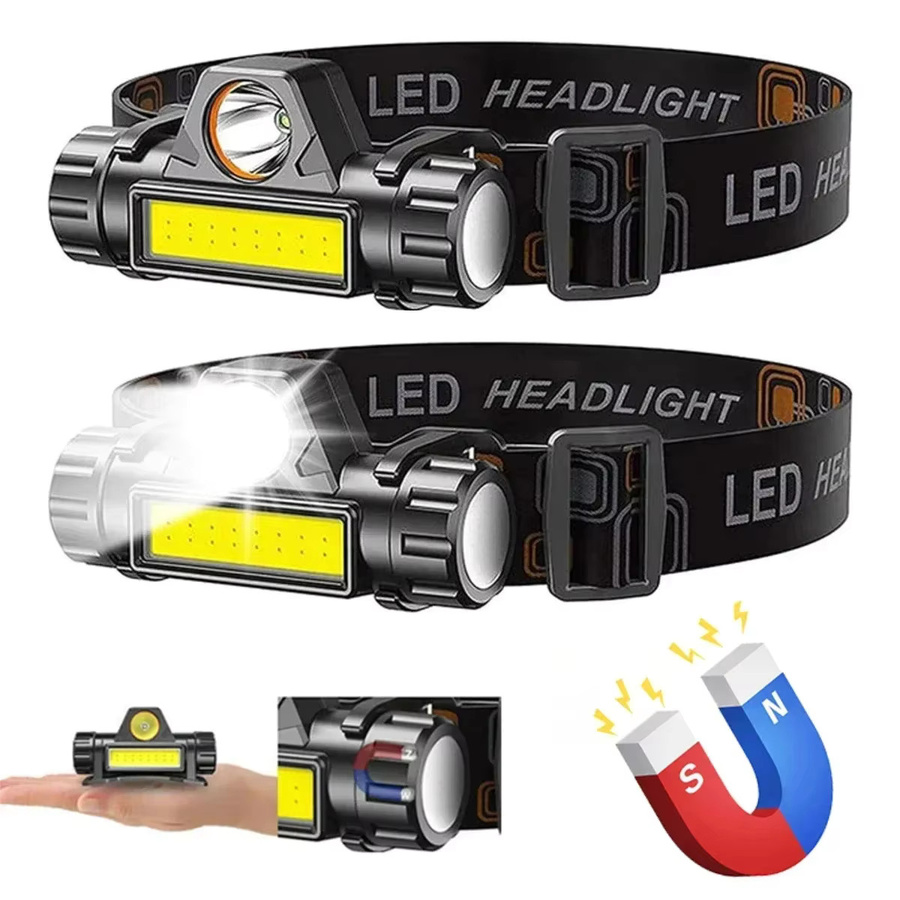 KDULIT LED-Stirnlampe mit XPE-COB-Perlen und Magnet, wiederaufladbar und wasserdicht, Schwarz - Bild 5