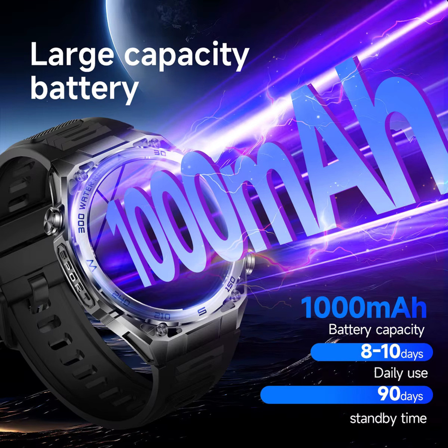 SIMSONLAB Smartwatch, Schwarz, Herren, Rund, GPS, Bluetooth - Bild 3