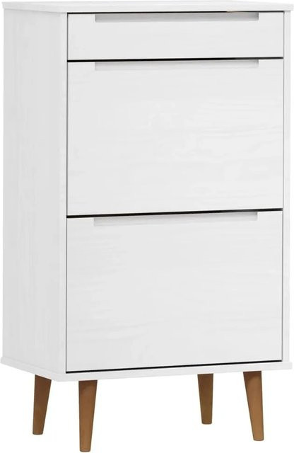vidaXL Schuhschrank MOLDE aus Massivholz Kiefer in Weiß, B/T/H: 59,5 x 35 x 103 cm - Bild 1