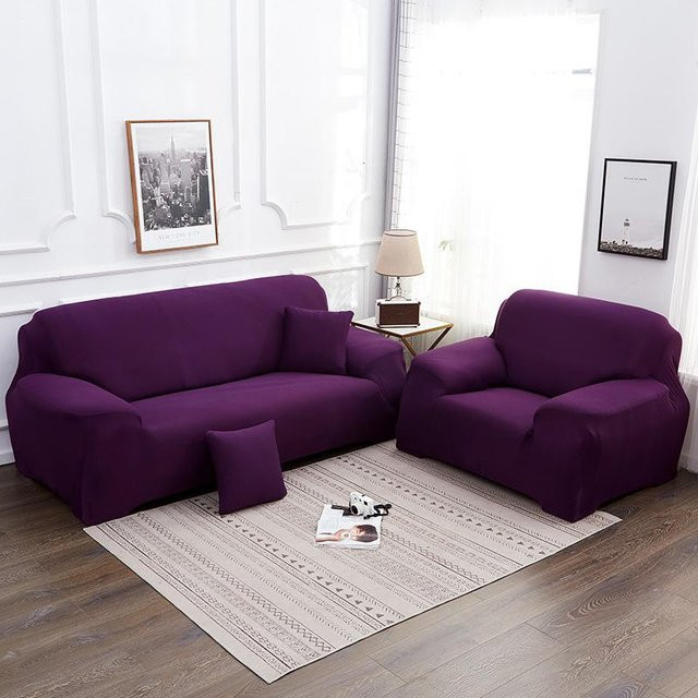 BC-Warm Home Universal Stretch Sofabezug für 3-Sitzer, Lila, Rutschfest und Elastisch - Bild 1
