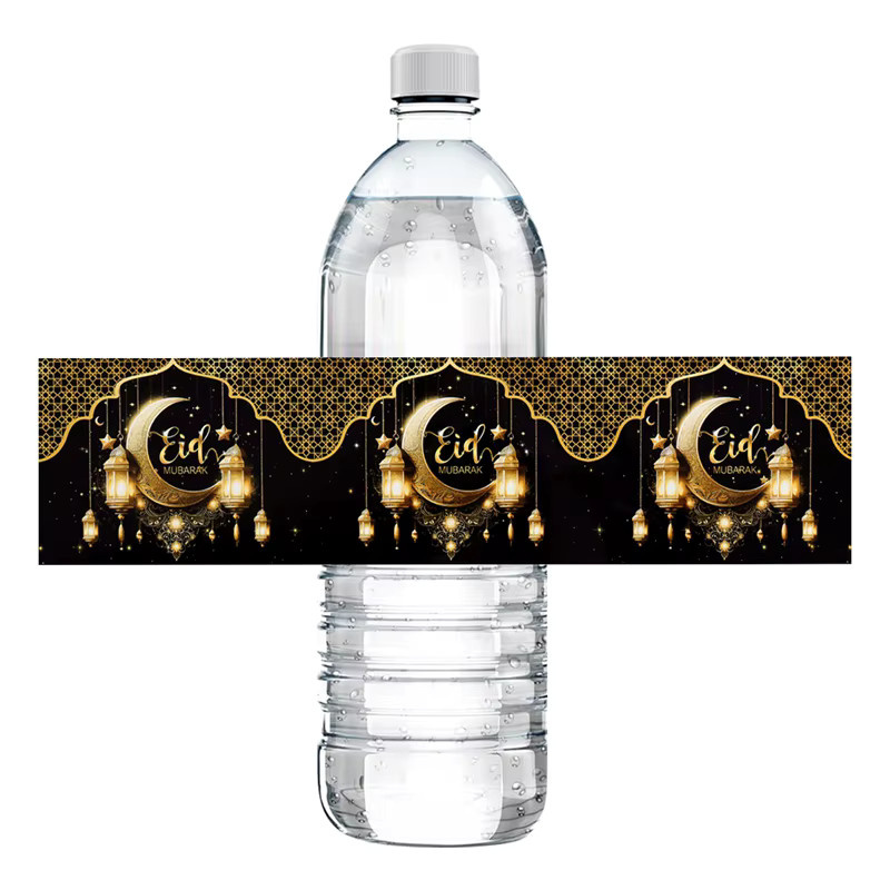 10 Stück Eid Mubarak Aufkleber für Wasserflaschen als Ramadan Kareem Party Dekoration aus Papier - Bild 2