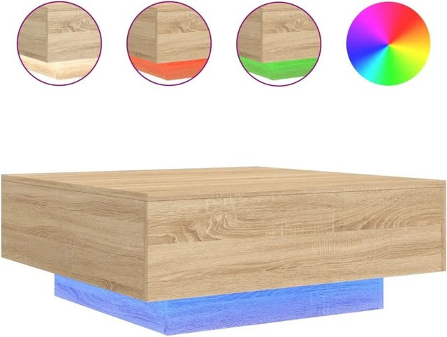 vidaXL Couchtisch mit LED-Leuchten in Sonoma-Eiche, modern und quadratisch, B/T/H: 80 x 80 x 31 cm - Bild 1
