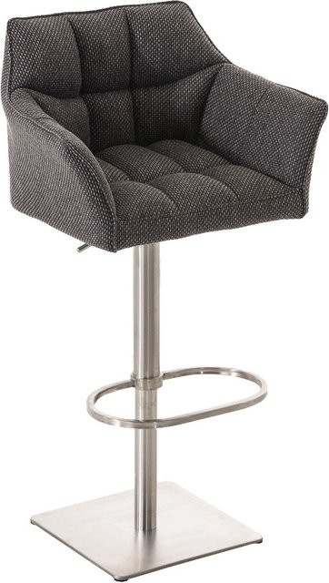 TPFLiving Barhocker Damaskus mit Edelstahlgestell und Stoffbezug in Titangrau, 360 Grad drehbar, modern und geometrisch - Bild 1