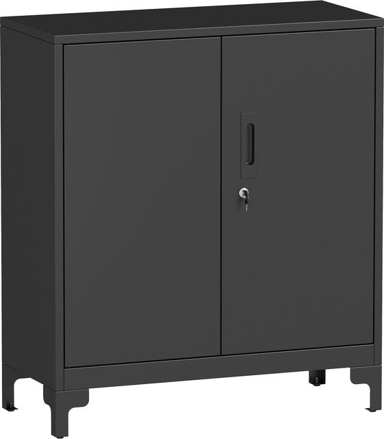 HOMCOM Aktenschrank aus Metall in Schwarz, abschließbarer Büroschrank mit 2 Türen und 2 Ebenen, B/T/H: 80 x 35 x 91 cm - Bild 1