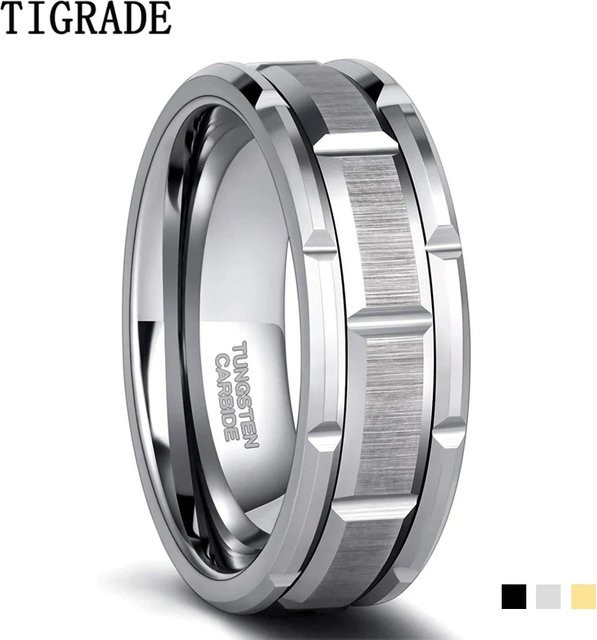 Tigrade Ring Wolframkarbid, silberfarben, Herren - Bild 1