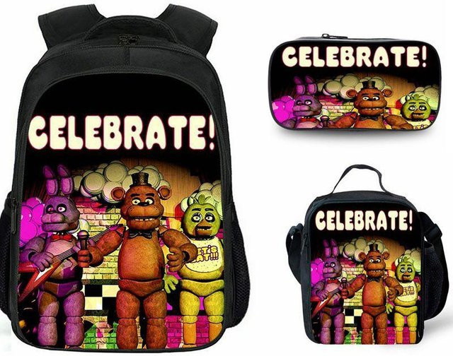 DewBloom Five Nights At Freddy's Schulset mit Rucksack, Lunchtasche und Federmäppchen in Beige und Multicolour - Bild 1
