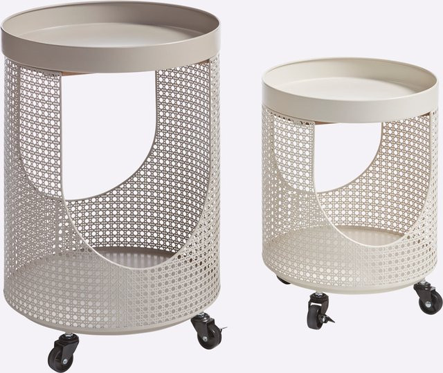 Beistelltisch Impressionen in Beige mit Metallrollen, B/T/H: 30 x 35 x 51,5 cm - Bild 1