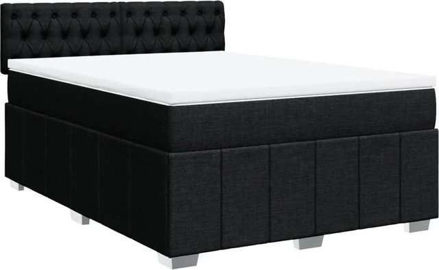 vidaXL Boxspringbett mit Matratze Schwarz, Hybrid-Bett mit USB-Ladeport und Unterbettbeleuchtung, B/T: 160 x 200 cm - Bild 1