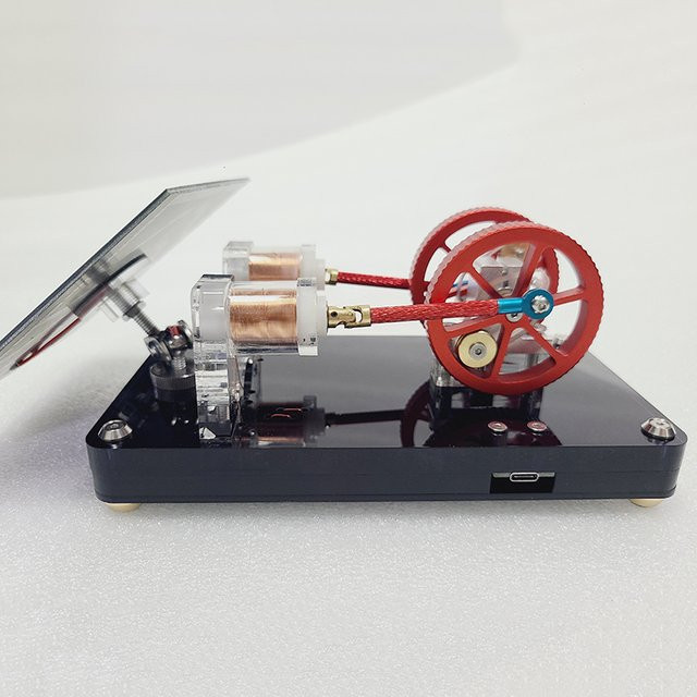 Solar Elektromagnetisches Motor Modell Doppelzylinder Motor Array, Metall, Natur - Bild 1