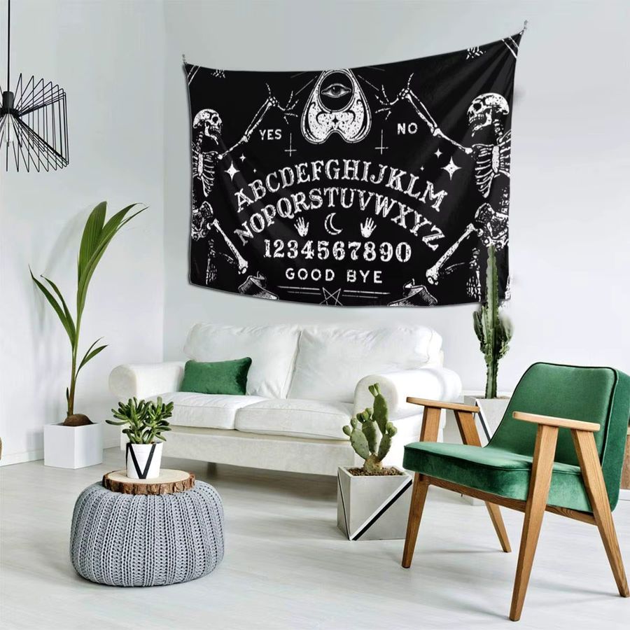 VIKAMA Ouija Board Wandteppich in Schwarz im geheimnisvollen Wahrsagungsstil für deine Wanddekoration - Bild 3
