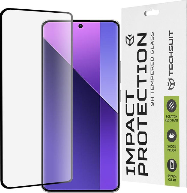 Techsuit Displayschutzfolie aus gehärtetem Glas für Xiaomi Redmi Note 14 Pro 4G, Note 14 Pro+ 5G und Note 14 Pro 5G, Full Glue, Schwarz - Bild 1
