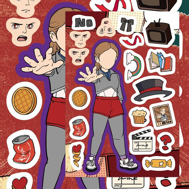 Cartoon-Menschen-Thema Make A Face Puzzle-Aufkleber, 8-teiliges Set - Bild 1