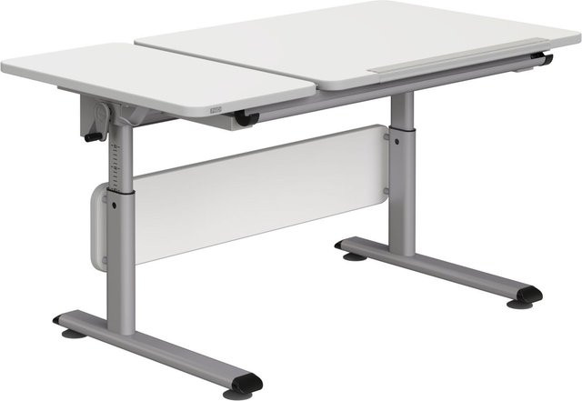 Schreibtisch PAIDI DIEGO 130 GT höhenverstellbar in Weiß und Silber aus Holz mit Neigefunktion B/T/H: 127,5 x 79,0 x 70,0 cm - Bild 1