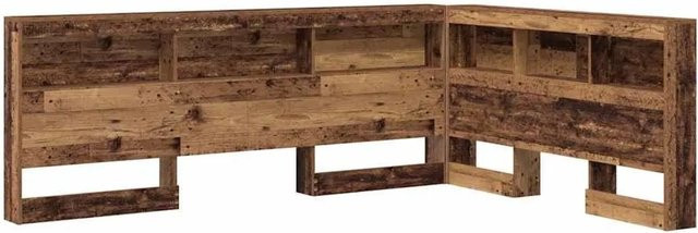 vidaXL Aufbewahrungskopfteil mit Regal in Altholz-Optik, Braun, Wandmontage, B: 150 cm, H: 76,5 cm, T: 217,5 cm - Bild 1