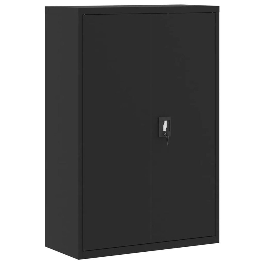vidaXL Aktenschrank aus Stahl in Schwarz mit Türen und Schloss, B/T/H: 90 x 40 x 140 cm - Bild 2