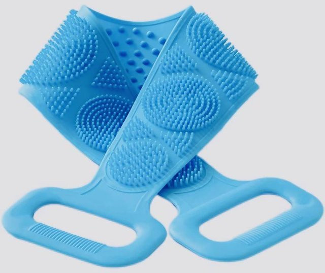GlowEssence Silikon-Badetuch und Rückenbürste, Blau, 70 cm - Bild 1