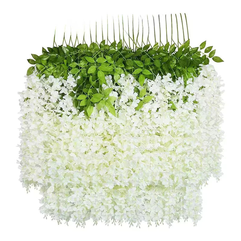 12er Set Künstliche Glyzinien Blumen Girlanden in Pink und Weiß als hängende Dekoration für Hochzeit, Garten und Party - Bild 3