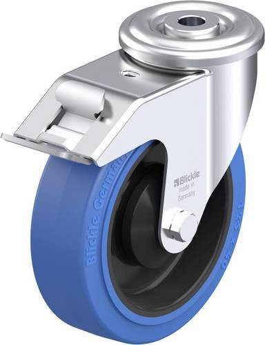 Blickle Stahlblech-Lenkrolle LER-POEV 125KA-FI-SB in Schwarz und Blau mit 125 mm Rad-Durchmesser und 150 kg Tragfähigkeit - Bild 1