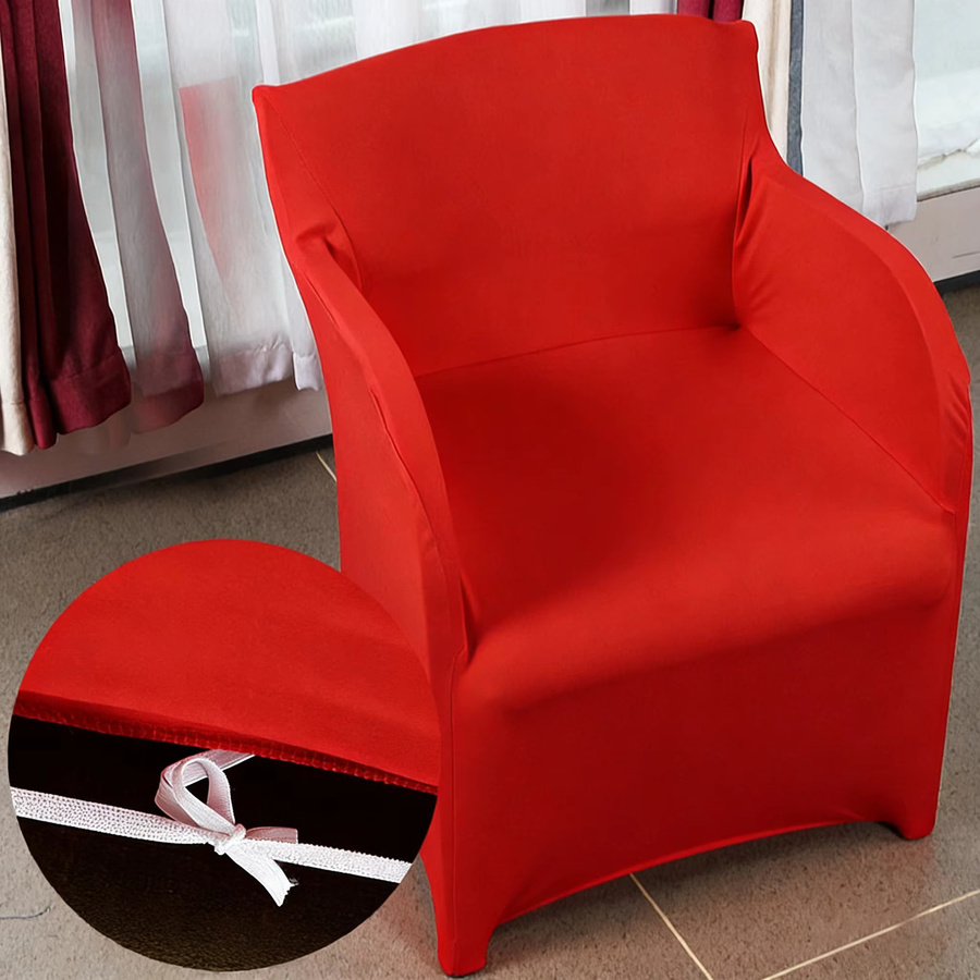 Tanmeluo Dehnbare Armlehnen-Stuhlhussen aus Polyester für Esszimmerstühle, Set für Event- und Bankettdekoration in Schwarz und Rot - Bild 3