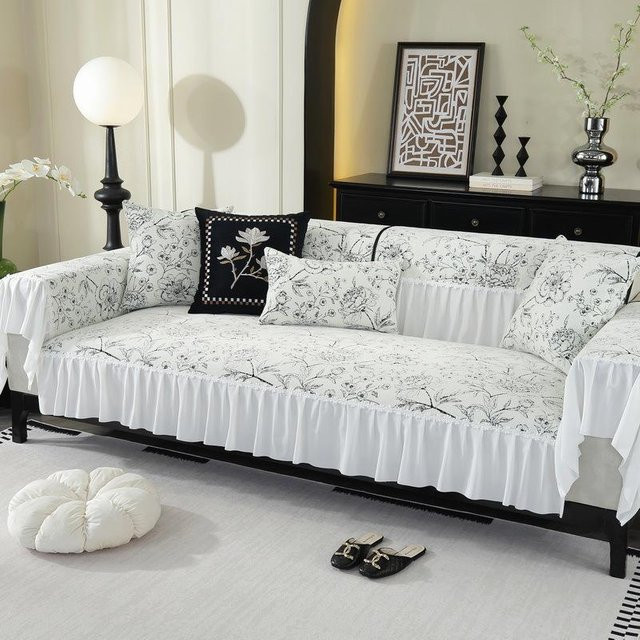 Super Six Sofa-Kissen im französischen Cremestil mit floralem Design, rutschfest und waschbar, Breite: 70 cm, Höhe: 70 cm - Bild 1
