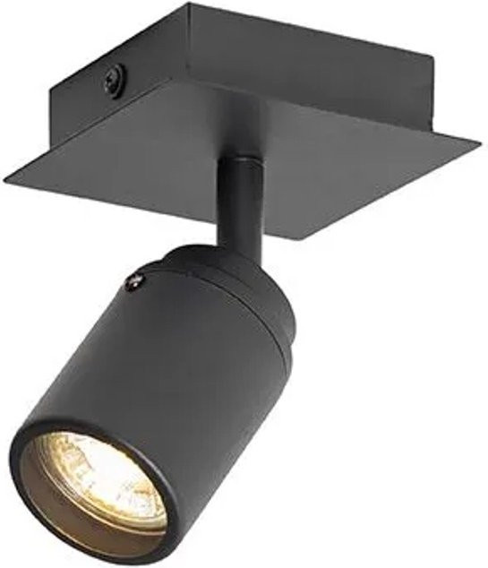 QAZQA Moderner BadSpot Deckenstrahler Schwarz Quadratisch IP44 aus Aluminium und Glas mit GU10 Fassung - Bild 1