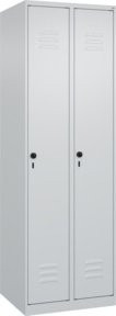 C+P Spind Classic PLUS Garderobenschrank mit 2 Abteilen in Grau, H x B x T: 185 x 60 x 50 cm, mit Sicherheits-Drehriegel und 4 Garderobenhaken - Bild 1