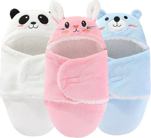 Qaoerde Baby Schlafsack aus warmem Flanell mit niedlichem Cartoon-Design für Neugeborene von 0 bis 9 Monaten - Bild 1